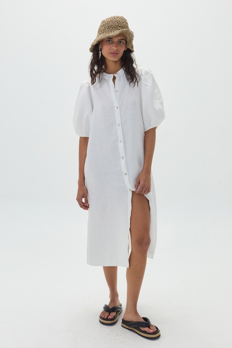 Vestido Bubble en Lino Blanco