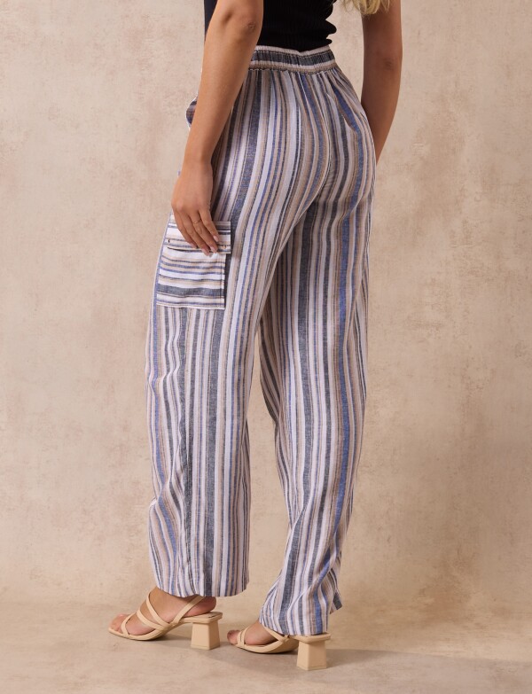 Pantalon Lino Cargo MULTI/BEIGE