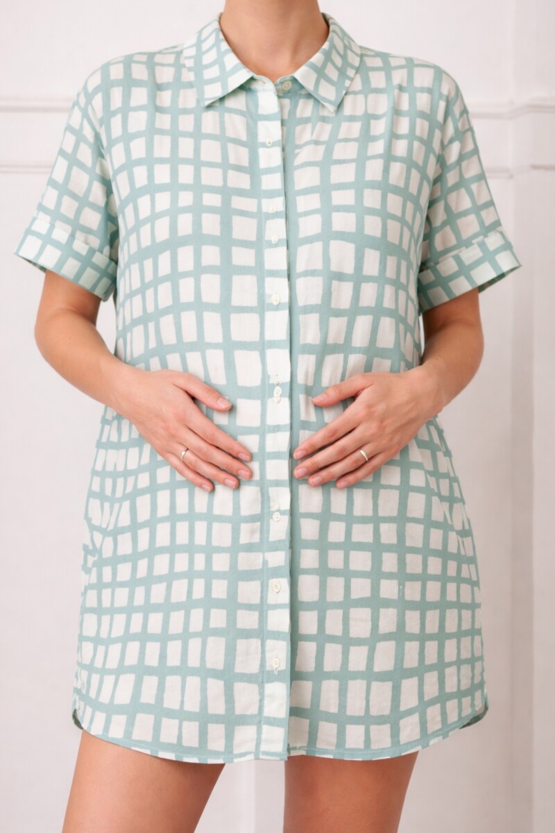 Camisa Maternal Pupa – Viscosa suave con bolsillos prácticos - Estampa Verde 