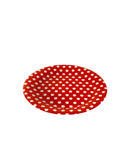 Plato 18 cm. diametro paquete x 10 ROJO LUNARES
