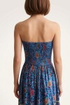 VESTIDO STRAPLESS AZUL ESTAMPADO