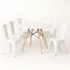 Juego de comedor mesa Redonda 120cm + 6 Sillas Tolix Blanco