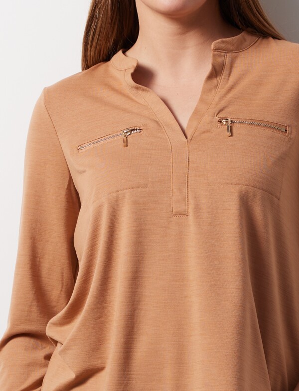Blusa Zips TOSTADO