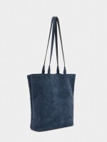 Bolso Shopper De Piel Trenzada azul-marino