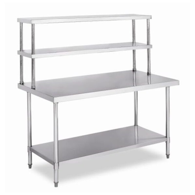 Mesa de Trabajo Inox 1.5 m. con Estantes Superiores Perpetua Mesa de Trabajo Inox 1.5 m. con Estantes Superiores Perpetua