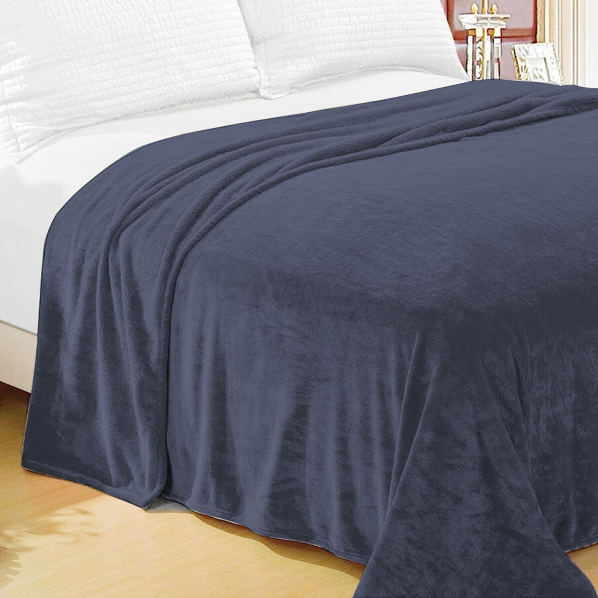 Frazada Flannel 2 Plazas Home Class 200 x 240 cm - AZUL MARINO 