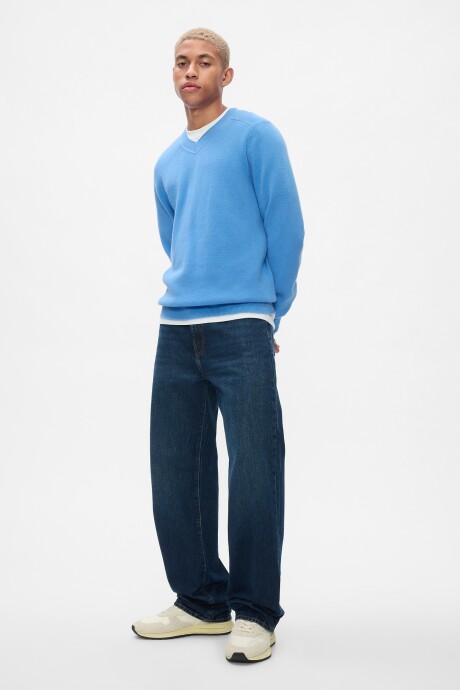 Buzo Cashsoft Cuello V Hombre Blue Marl