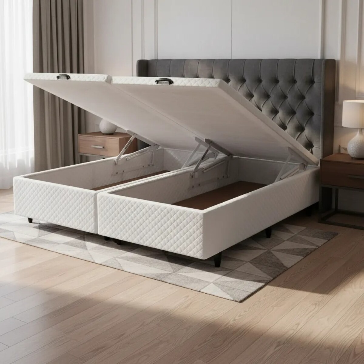 Box base Con Baúl para colchón Queen 1.60 X 2.00mts - SIN COLCHON - 