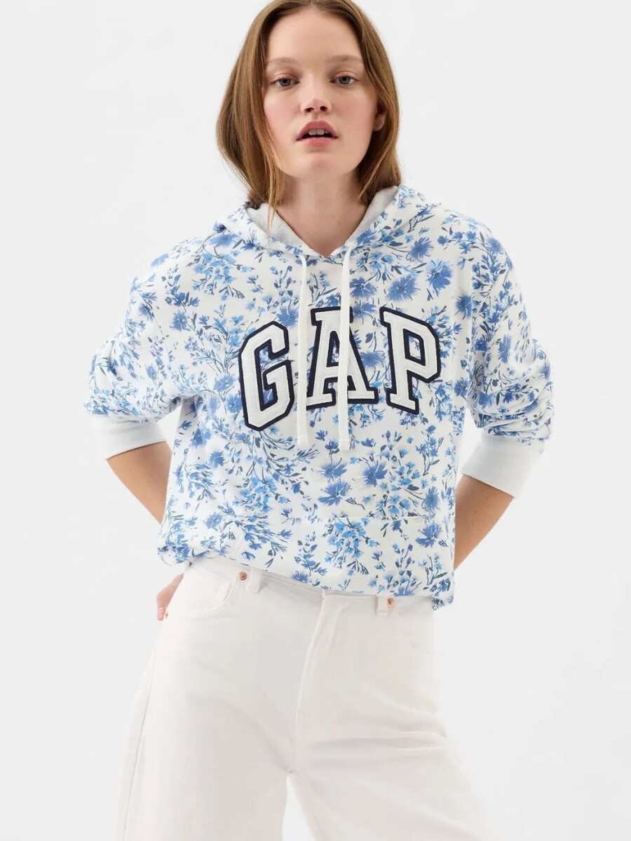 Canguro Logo Gap Floreado Sin Felpa Mujer - Blue Floral 