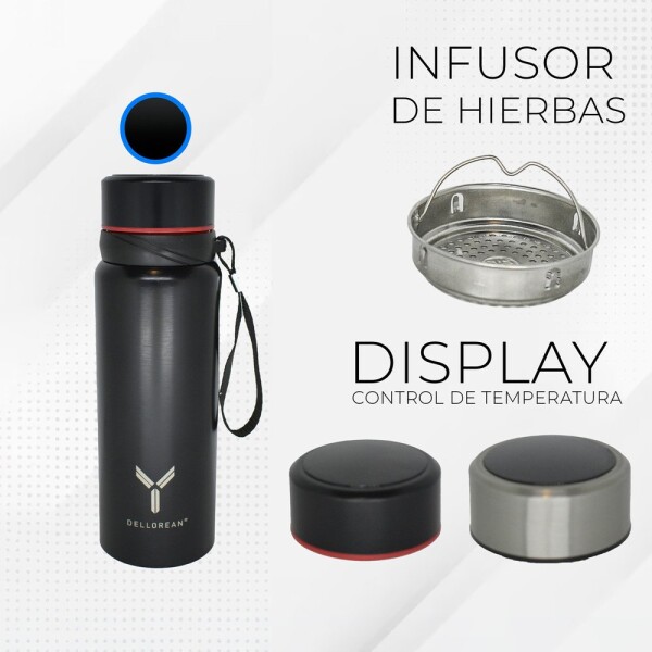 Termo Botella Termica Dellorean 600 ml Acero Inox Display Ax Variante Color Negro