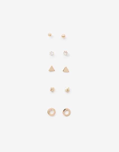 Aros Sets Metal Set De Aros De Metal Geométricos - Dorado