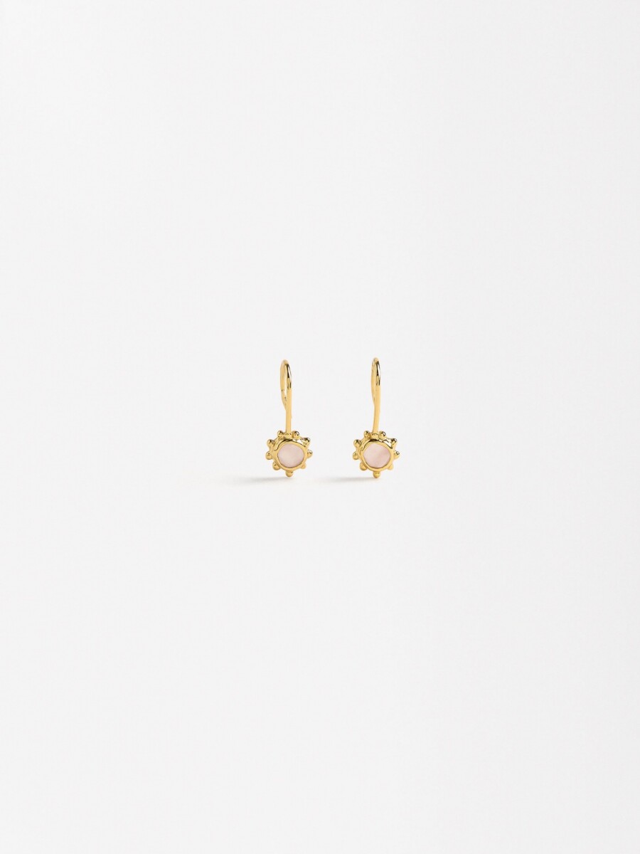 Pendientes Cortos Con Piedras - Plata De Ley 925 rosa