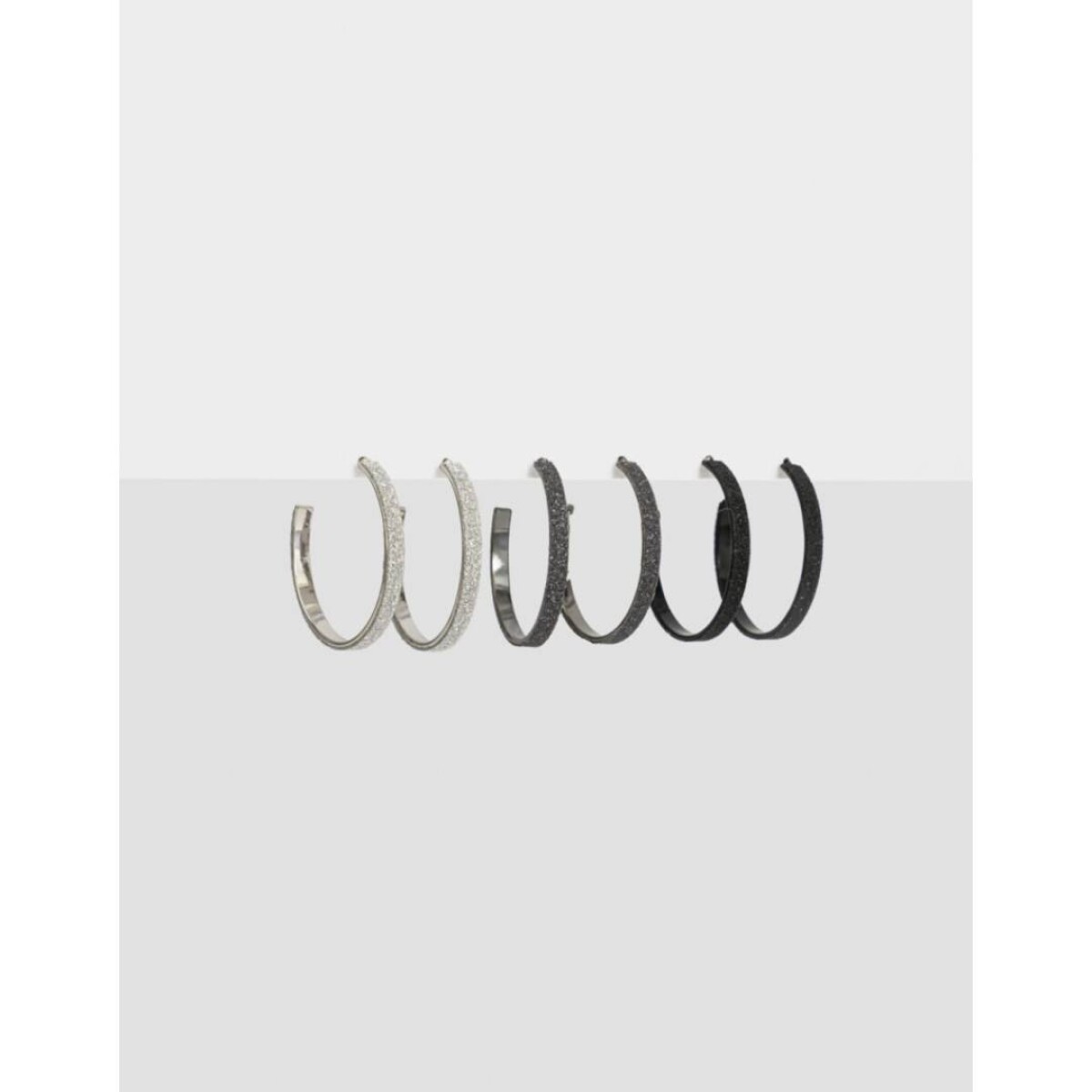 Set De Argollas Con Glitter - Combinacion Tricolor 