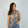 Camisa Sin Mangas Leaves Flower Black