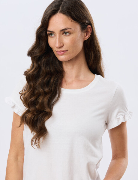 REMERA DE ALGODÓN CON VOLADO Blanco