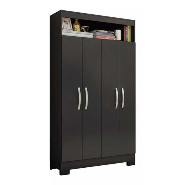 ROPERO 4 PUERTAS GUARDARROPA ARMARIO PLACARD CLOSET NEGRO