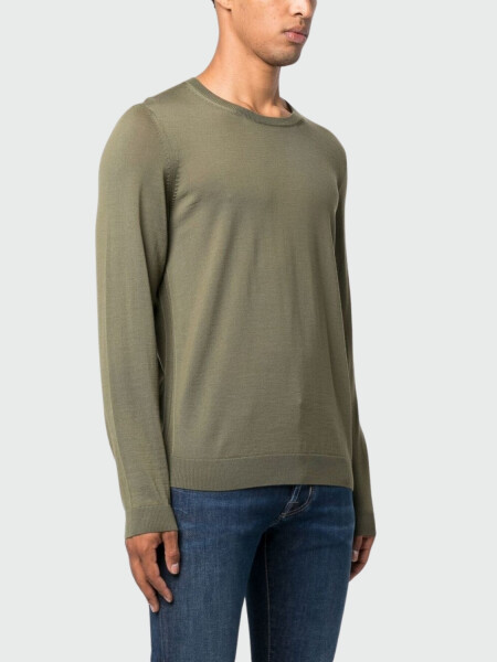 Hugo Boss - Buzo cuello a la base, Knitted Verde