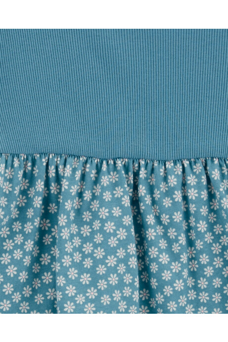 Set dos piezas de algodón acanalado, pantalón acampanado y blusa Sin color