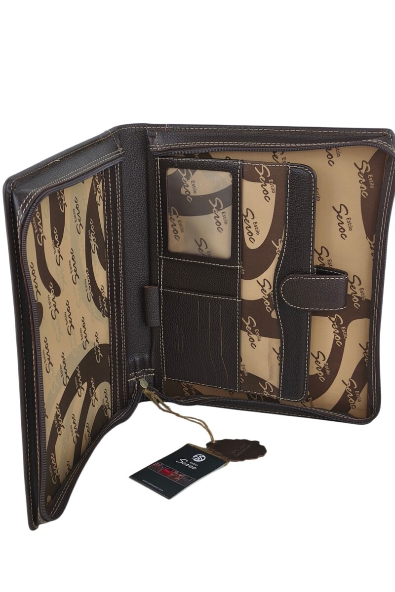 Dosier Mediano Profesional en cuero genuino Chocolate