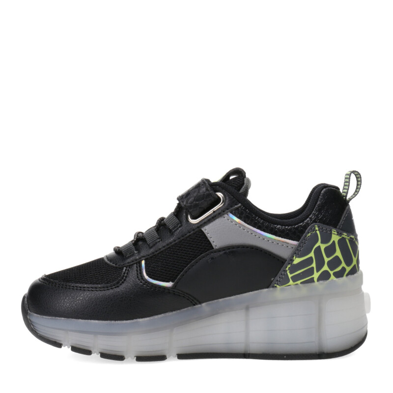 Championes Infantiles Footy Roller con Luz Led y Velcro Negro - Amarillo Lima