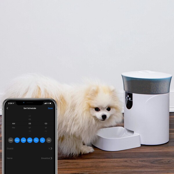 Dispensador Comida Automatico Inteligente Mascotas Wifi 7Lts Variante Color Blanco