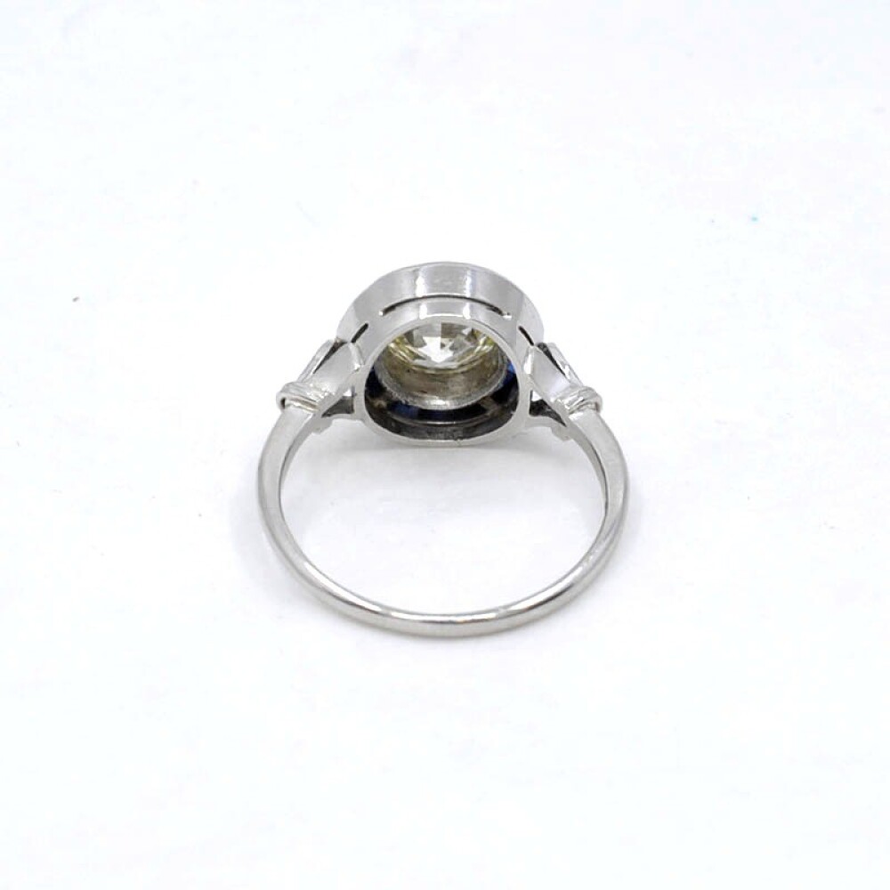 Anillo Platino, Brillante Y Zafiros Sintéticos Anillo Platino, Brillante Y Zafiros Sintéticos