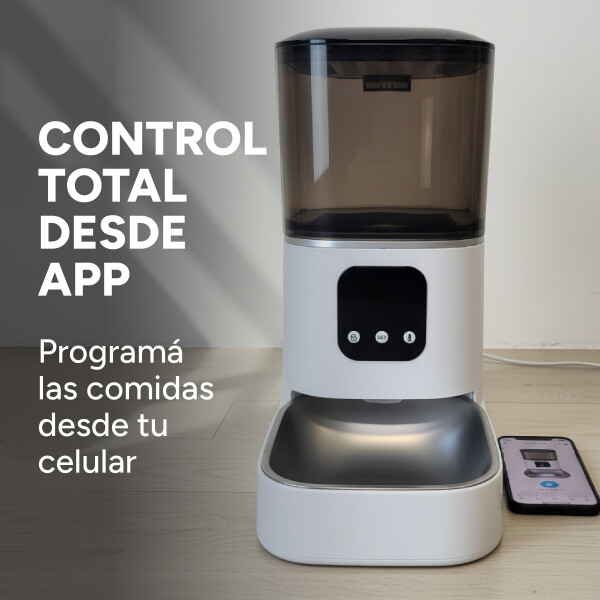 Comedero Dispensador Automático Inteligente Wifi Perro Gato Color Blanco Negro