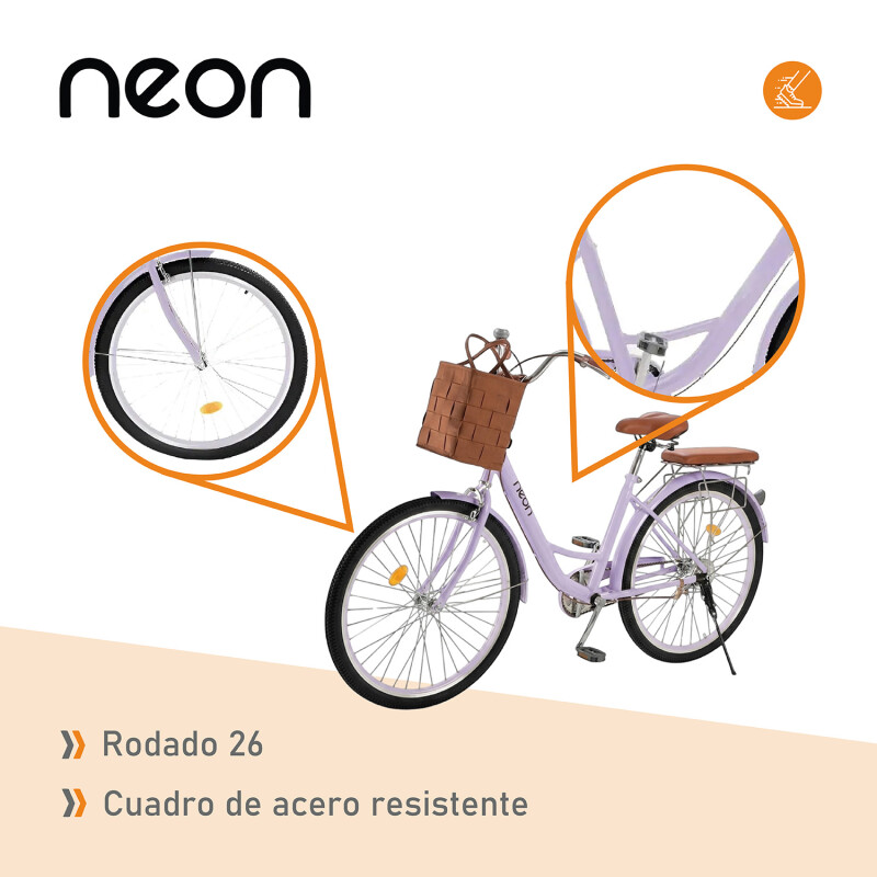 Bicicleta Urbana Rodado 26 con Canasto Vintage Violeta