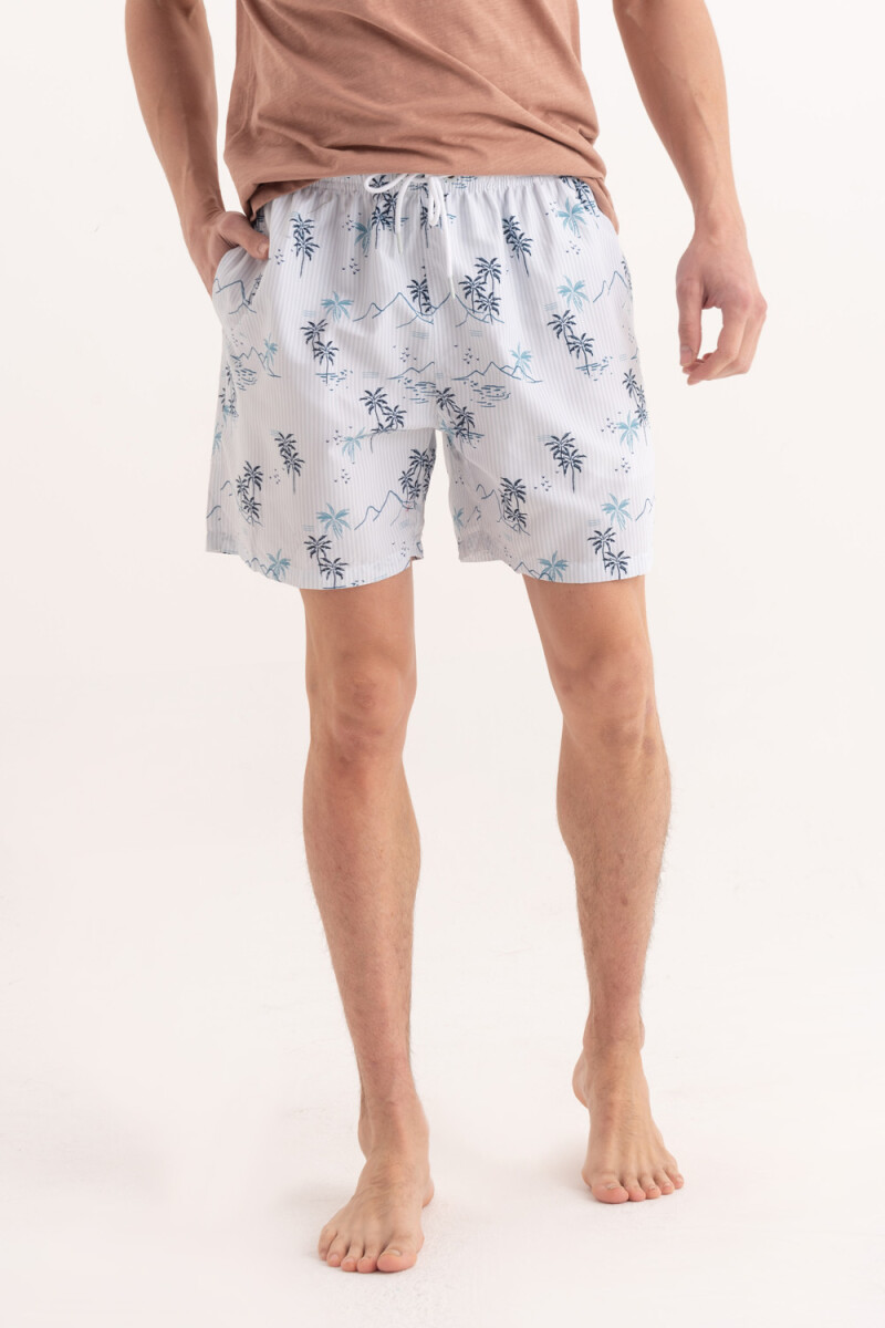 Short de baño estampado Palmeras Azul