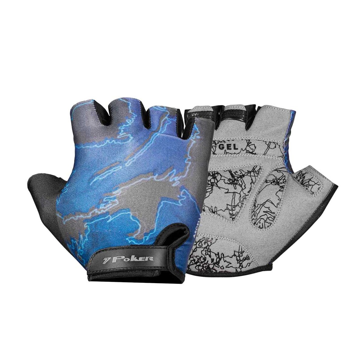 Guantes Ciclistas Mujer Poker Gel Ascella - Negro-Azul 