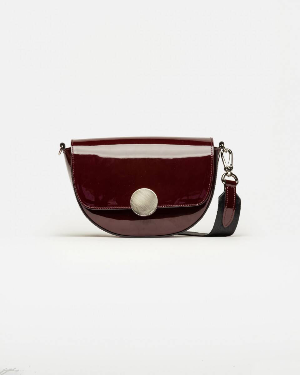 Bandolera The Circle en cuero charol - Burgundy Niquel 