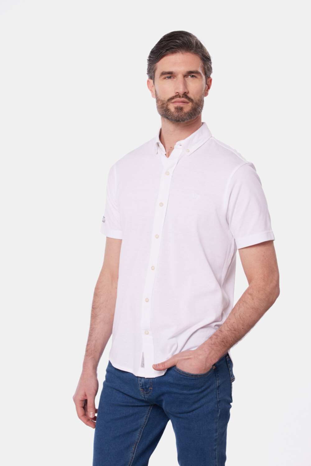 CAMISA LISA EN PIQUE Blanco