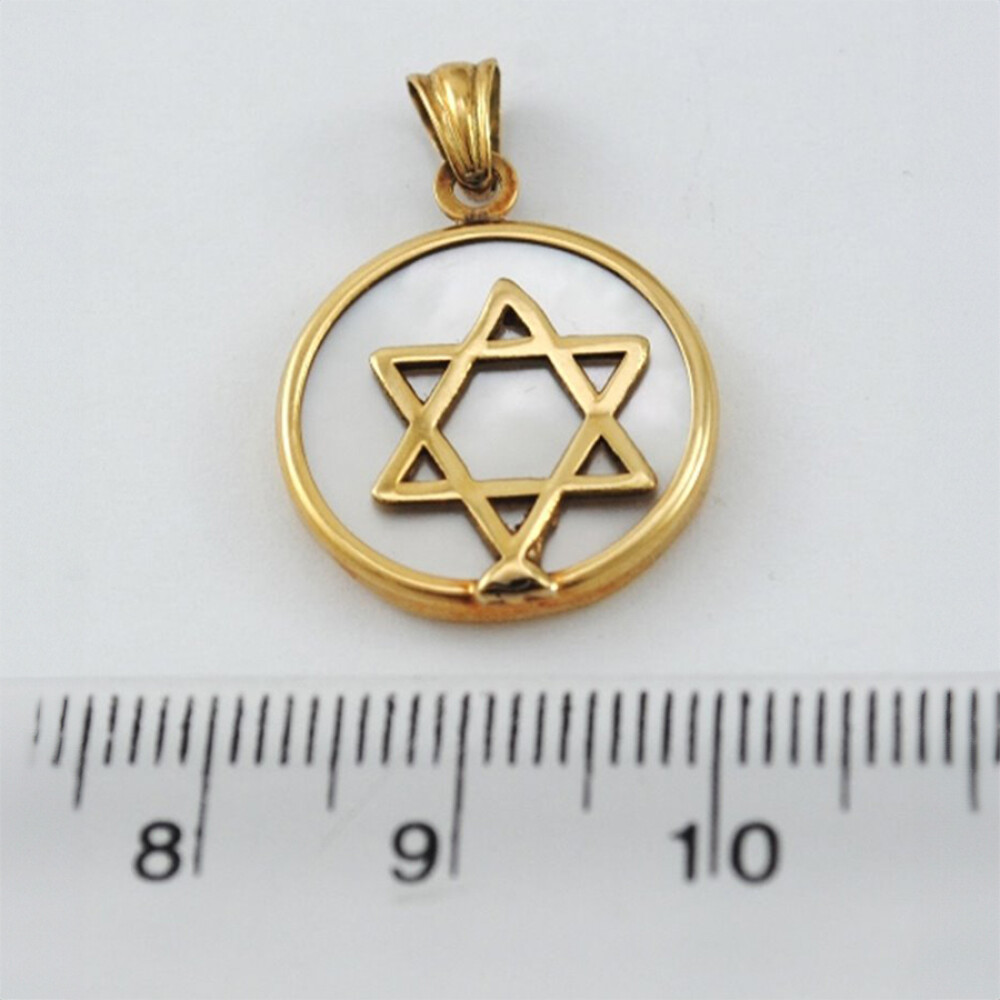 Medalla Estrella De David En Oro 18K Y Nácar Medalla Estrella De David En Oro 18K Y Nácar