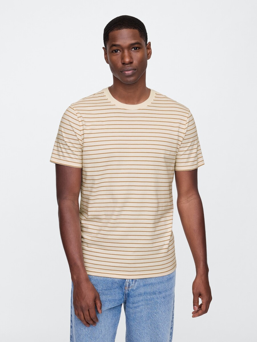 Remera A Rayas Hombre - Ivory Frost 