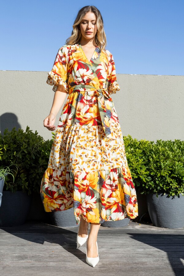 Vestido Maxi Printed MULTI/AMARILLO