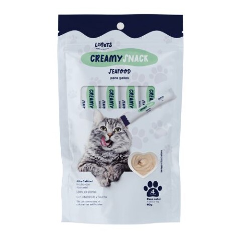 CREAMY SNACKS LOPETS GATO 60 gr SEAFOOD (4 unidades) Creamy Snacks Lopets Gato 60 Gr Seafood (4 Unidades)