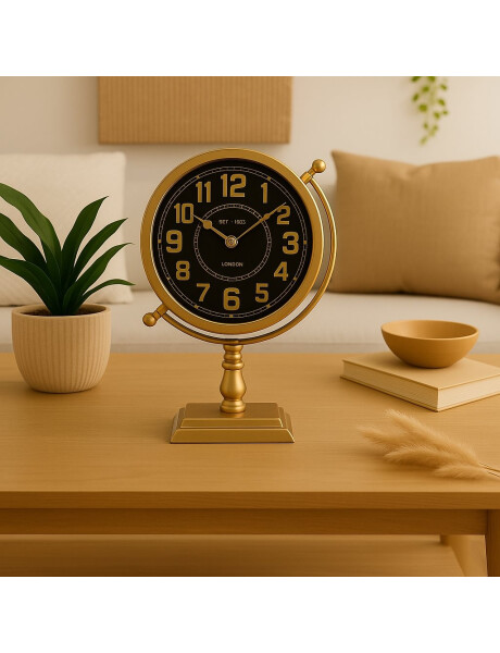 RELOJ DE MESA HIERRO D20X29X8CM NEGRO Y DORADO RELOJ DE MESA HIERRO D20X29X8CM NEGRO Y DORADO