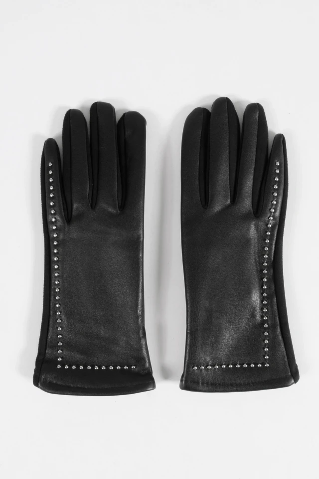 Guantes eco-cuero con tachas negro