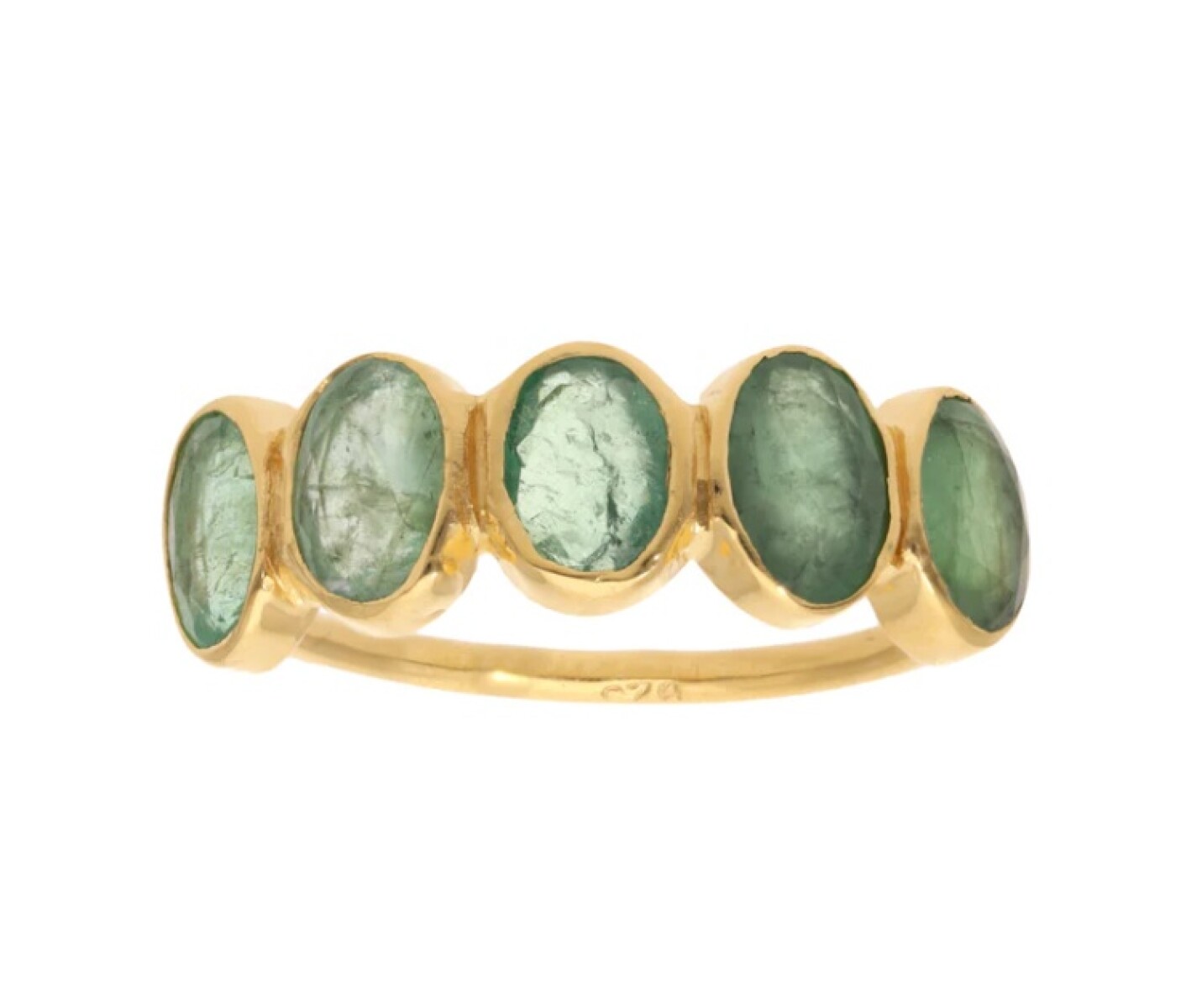 Anillo medio sin fin -Plata rodinada con micra oro 18k-Piedra Esmeralda- AN2019 - conpiedra 