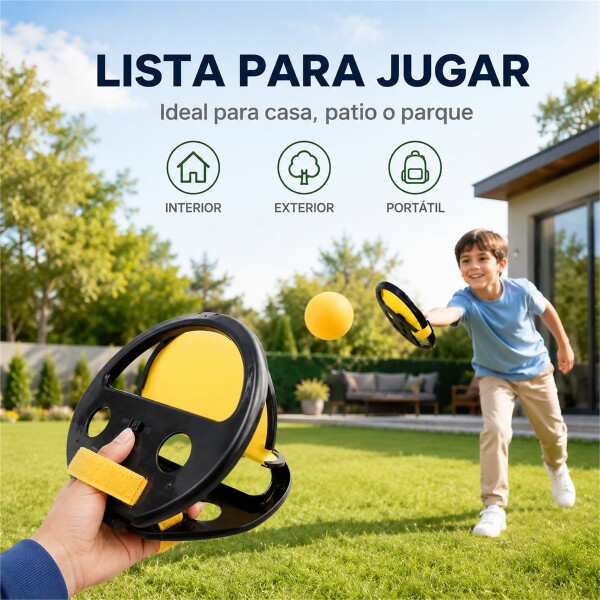Raqueta Lanza y Atrapa Pelota con 2 Bolas Negro 1
