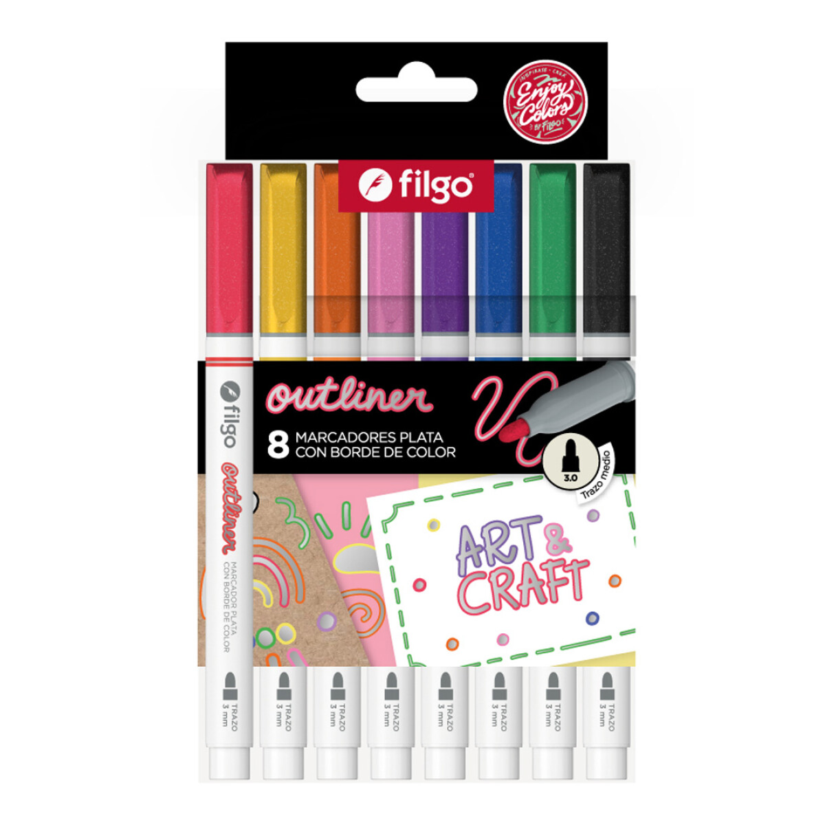 Marcadores Outliner Doble Tinta x8 Filgo 