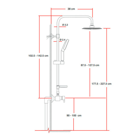 Barral De Ducha Con Monocomando Cromo Dgc 000