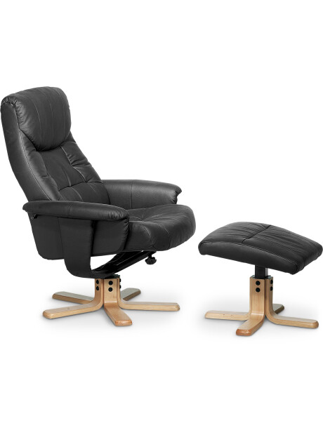 Sillón con reposapiés HUNDSLUND negro Sillón con reposapiés HUNDSLUND negro