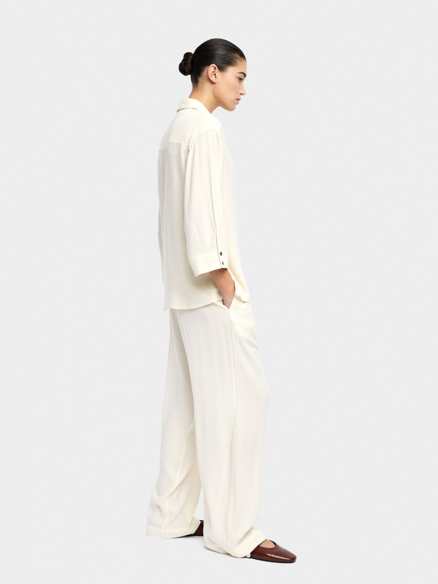 Pantalón De Lyocell Con Cintura Elástica crudo