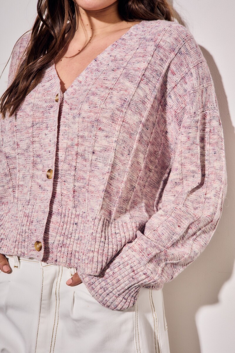 Cardigan Texturado Rosa Viejo