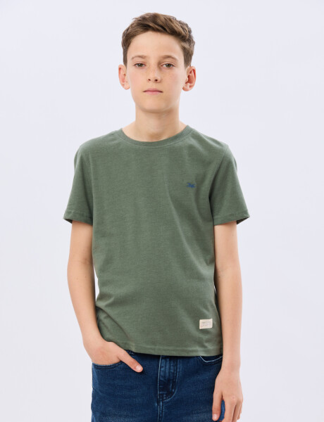 REMERA BÁSICA DE ALGODÓN Verde Melange