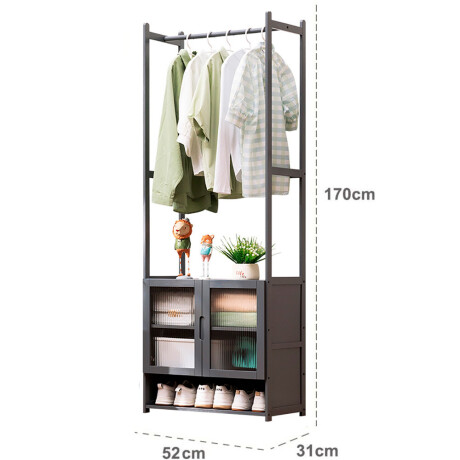 Perchero Bambu 52x31x170cm 3 Estantes Cajon Gris 318-7 001