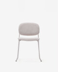 Silla apilable Meli de chenilla beige y patas de metal beige FSC Mix Credit chenilla beige y patas de metal beige