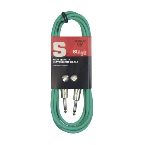 Cable guitarra Stagg SGC3DL green 3m Cable guitarra Stagg SGC3DL green 3m