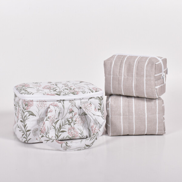 Set X3 Necessaires Quinn Col. Ava Flores Rosa